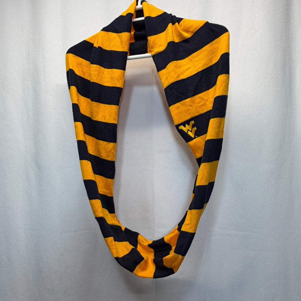 West Virginia Mountaineers WVU Infinity Loop Scarf Blue Yellow Stripes Cozy NCAA